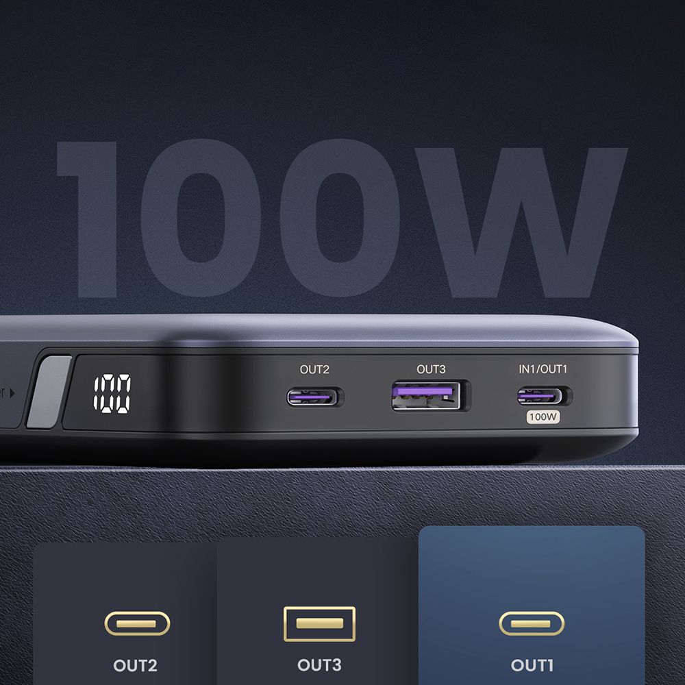 Baterie Externa cu Display Digital, 20000mAh, USB, Type-C, 100W, 5V/3A - Ugreen PB720 (25188) - Black [4]