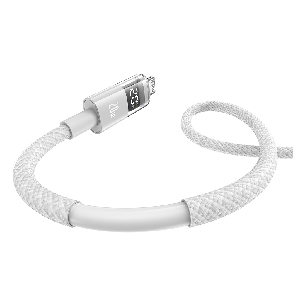 Cablu de Date cu Afisaj Digital, Type-C la Lightning, 20W, 2m - Baseus Display 2 (P10382703211-01) - Moon White [3]