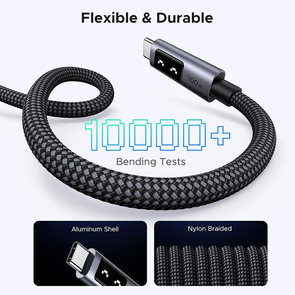 Cablu de Date USB-C la USB-C, 5A, 100W, 2m - Ugreen L509 (35512) - Space Gray [7]