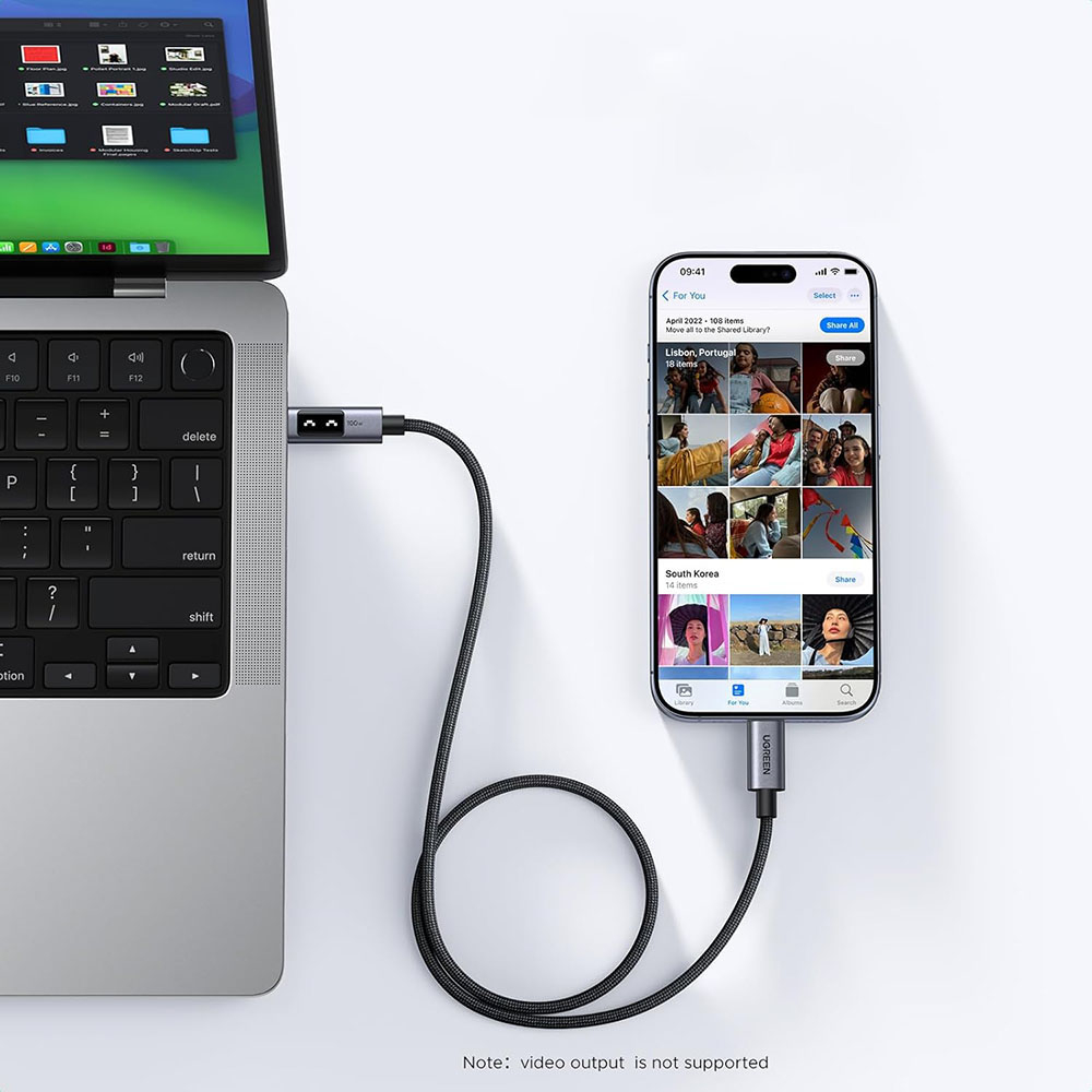 Cablu de Date USB-C la USB-C, 5A, 100W, 2m - Ugreen L509 (35512) - Space Gray [5]