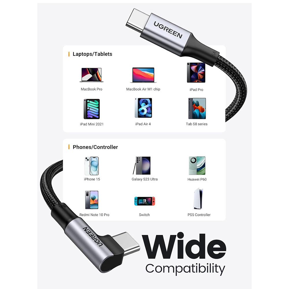 Cablu Ugreen USB-C 100W Mufa L 1m Fast Charge [5]