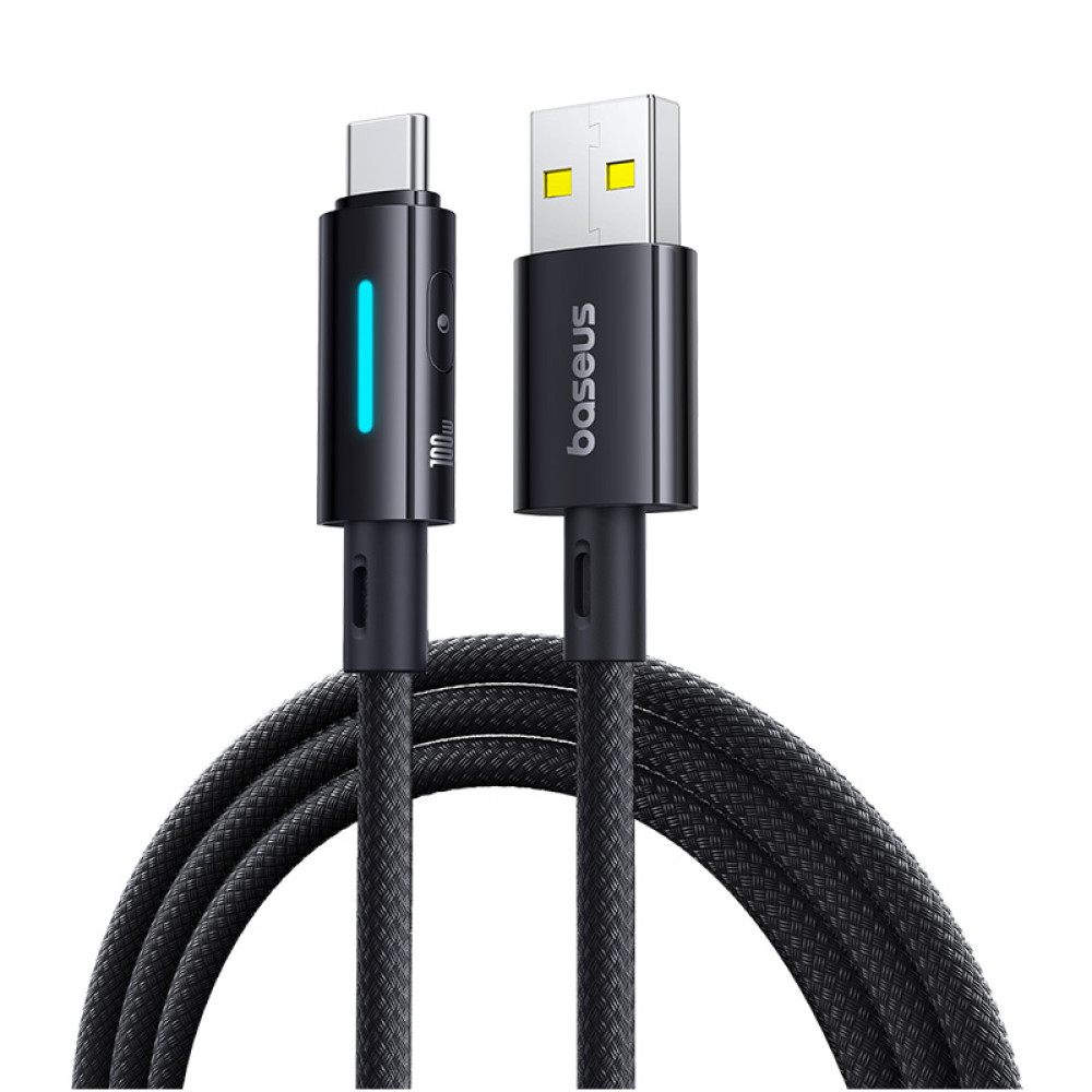 Cablu USB la Type-C cu LED, 100W, E-marker Chip, 1m - Baseus Lit (P10379002121-00) - Cosmic Black [1]
