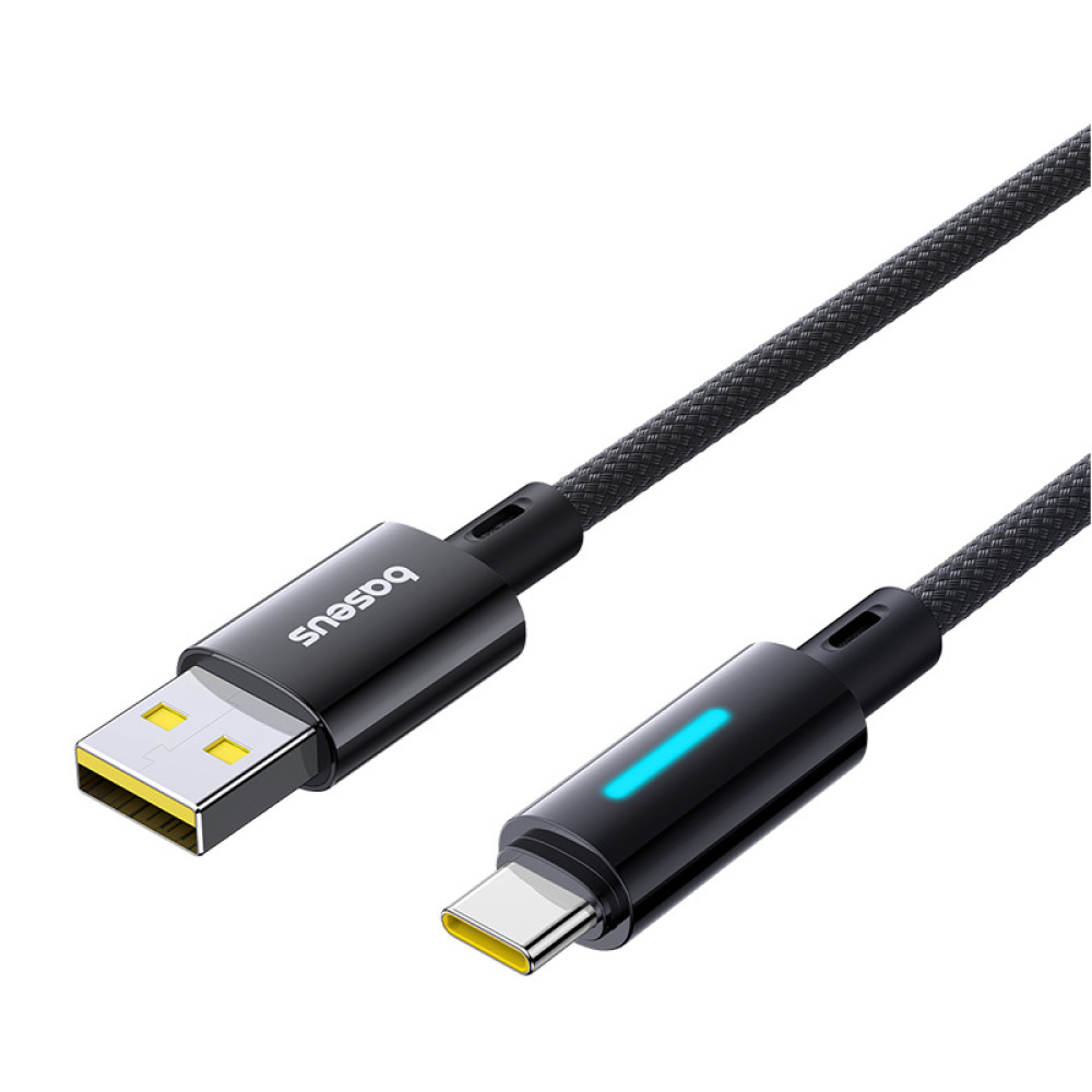 Cablu USB la Type-C cu LED, 100W, E-marker Chip, 1m - Baseus Lit (P10379002121-00) - Cosmic Black [3]