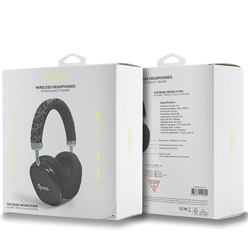 Casti Bluetooth Over-ear Headset, 400mAh - Guess GCUBE Metallic Script Logo (GUBHK1GCTCSK) - Black [4]