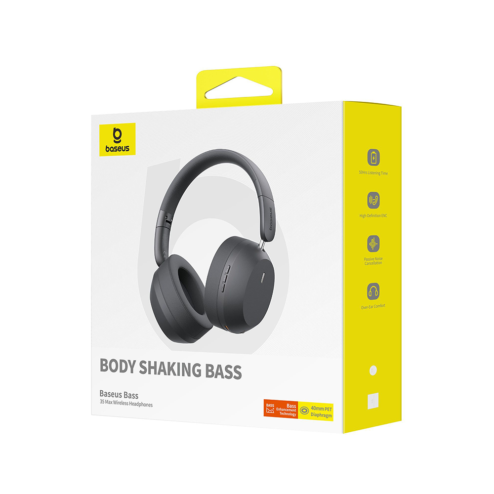 Casti On-Ear, Sound Isolation, Bluetooth 5.3, Foldable, Bass 35 Max, Type-C - Baseus Bass 35 Max (A00070800821-00) - Twilight Grey [7]