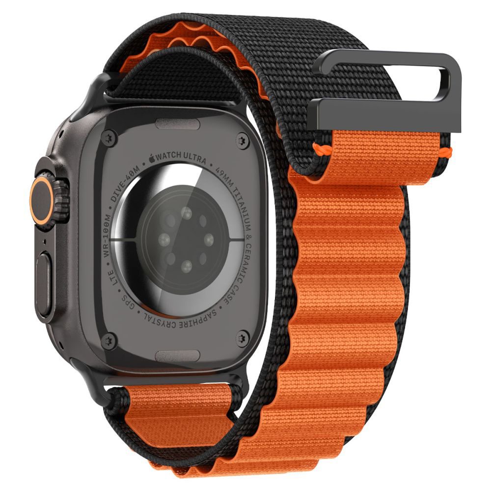 Curea pentru Apple Watch 6 / 7 / 8 / 9 / 10 / SE / SE 2 / Ultra / Ultra 2 (44/45/46/49mm) - Spigen WBF1 - Black / Orange [7]