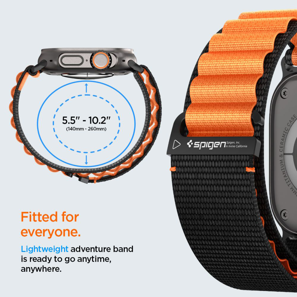 Curea pentru Apple Watch 6 / 7 / 8 / 9 / 10 / SE / SE 2 / Ultra / Ultra 2 (44/45/46/49mm) - Spigen WBF1 - Black / Orange [13]