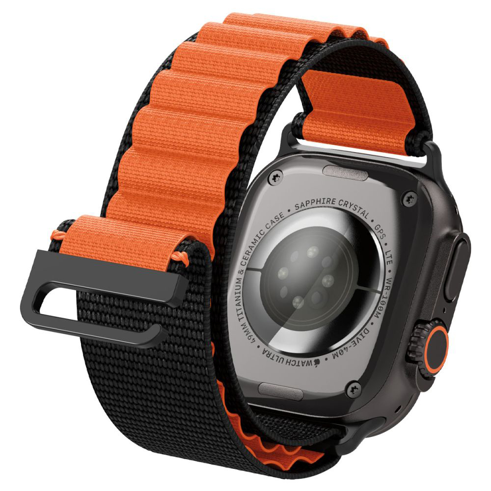 Curea pentru Apple Watch 6 / 7 / 8 / 9 / 10 / SE / SE 2 / Ultra / Ultra 2 (44/45/46/49mm) - Spigen WBF1 - Black / Orange [5]