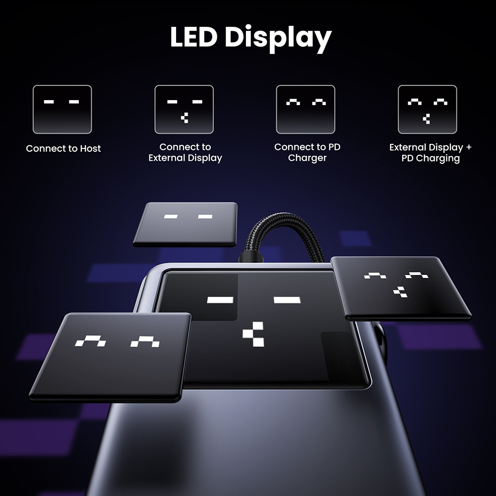Docking Station 2x USB, 2x Type-C, HDMI, 10Gb/s, 4K, Display LED, Slot Card - Ugreen Uno 6in1 CM888 (35998) - Black [4]