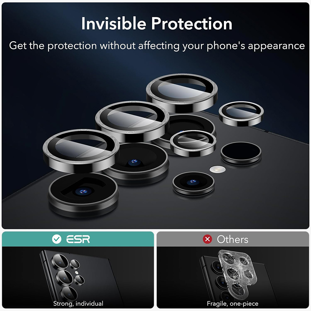 Folie Camera pentru Samsung Galaxy S24 Ultra (set 2) - ESR Lens Protector Tempered Glass - Black [4]