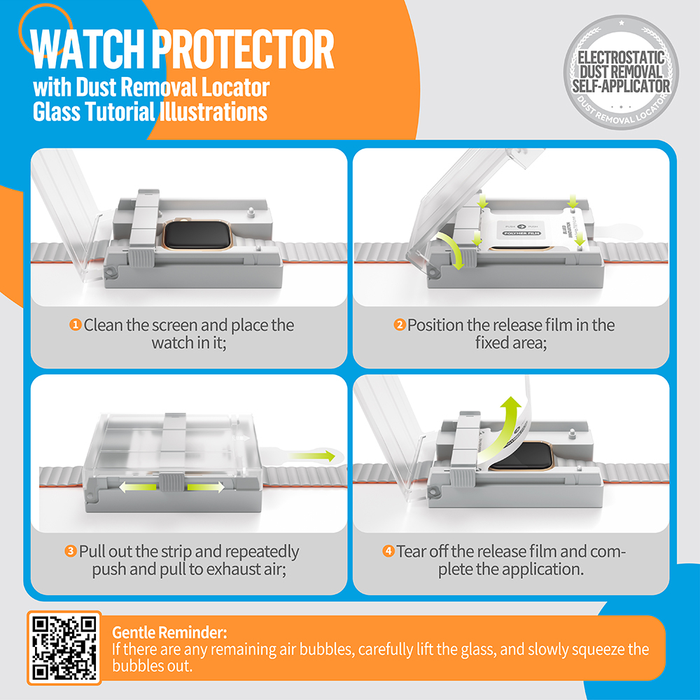 Folie pentru Apple Watch 10 46mm cu Aplicator - Blueo High Molecule Screen Protector - Black [6]