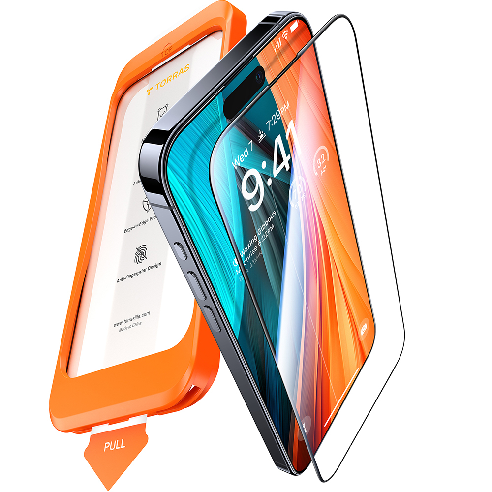 Folie pentru iPhone 16 Pro - Torras GlassGo Install Master - Black [2]