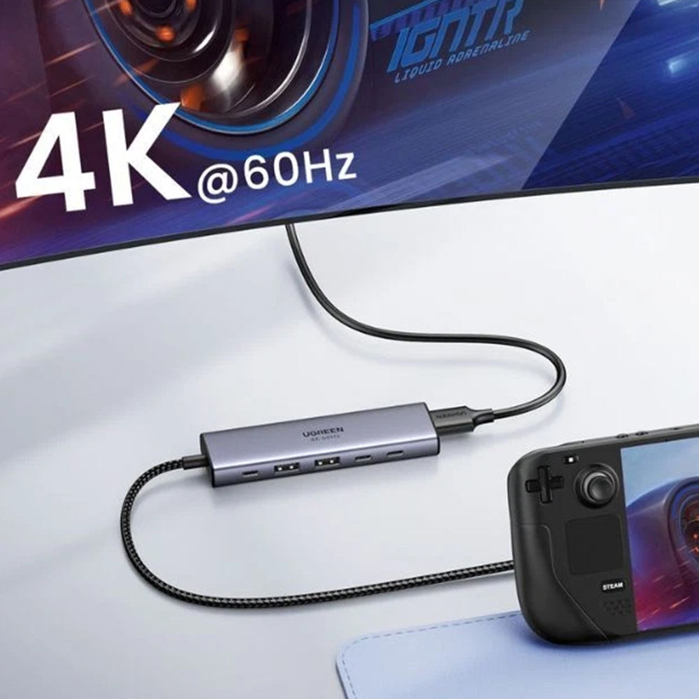 Hub USB-C la 3x Type-C, 2x USB3.2, HDMI, PD100W, 10 Gbps, 4K@60Hz - Ugreen - Gray [4]