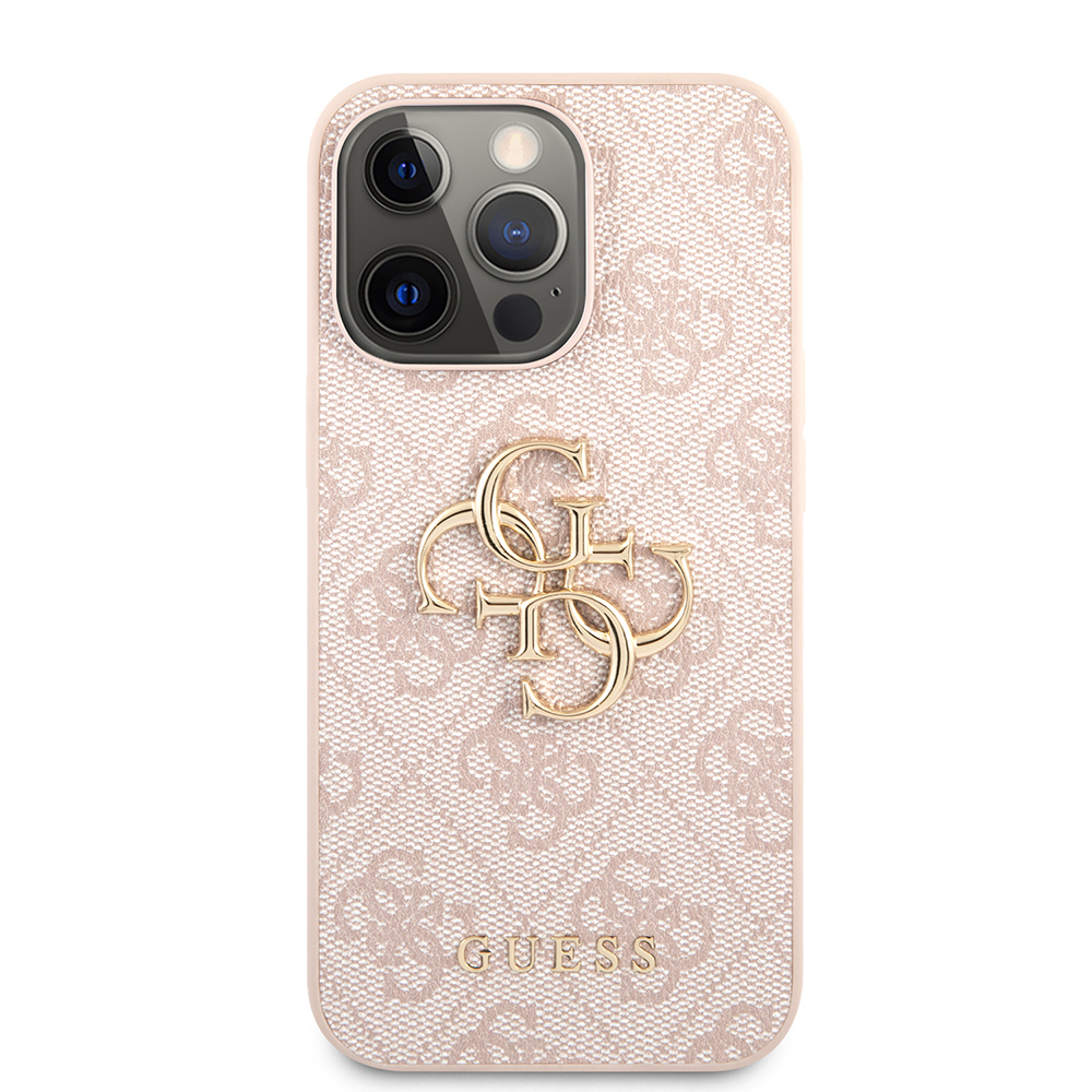 Husa de protectie Guess cu logo metalic PU 4G pentru iPhone 13 Pro, Roz [3]