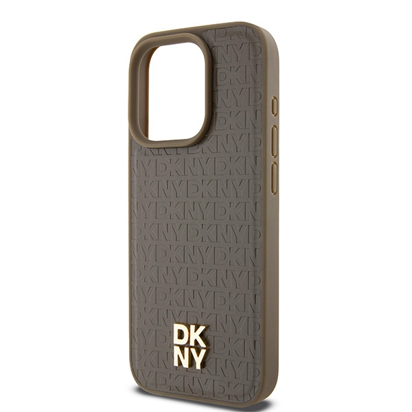 Husa iPhone 15 Pro - DKNY Leather Monogram Pattern Metal Logo MagSafe  - Brown [5]