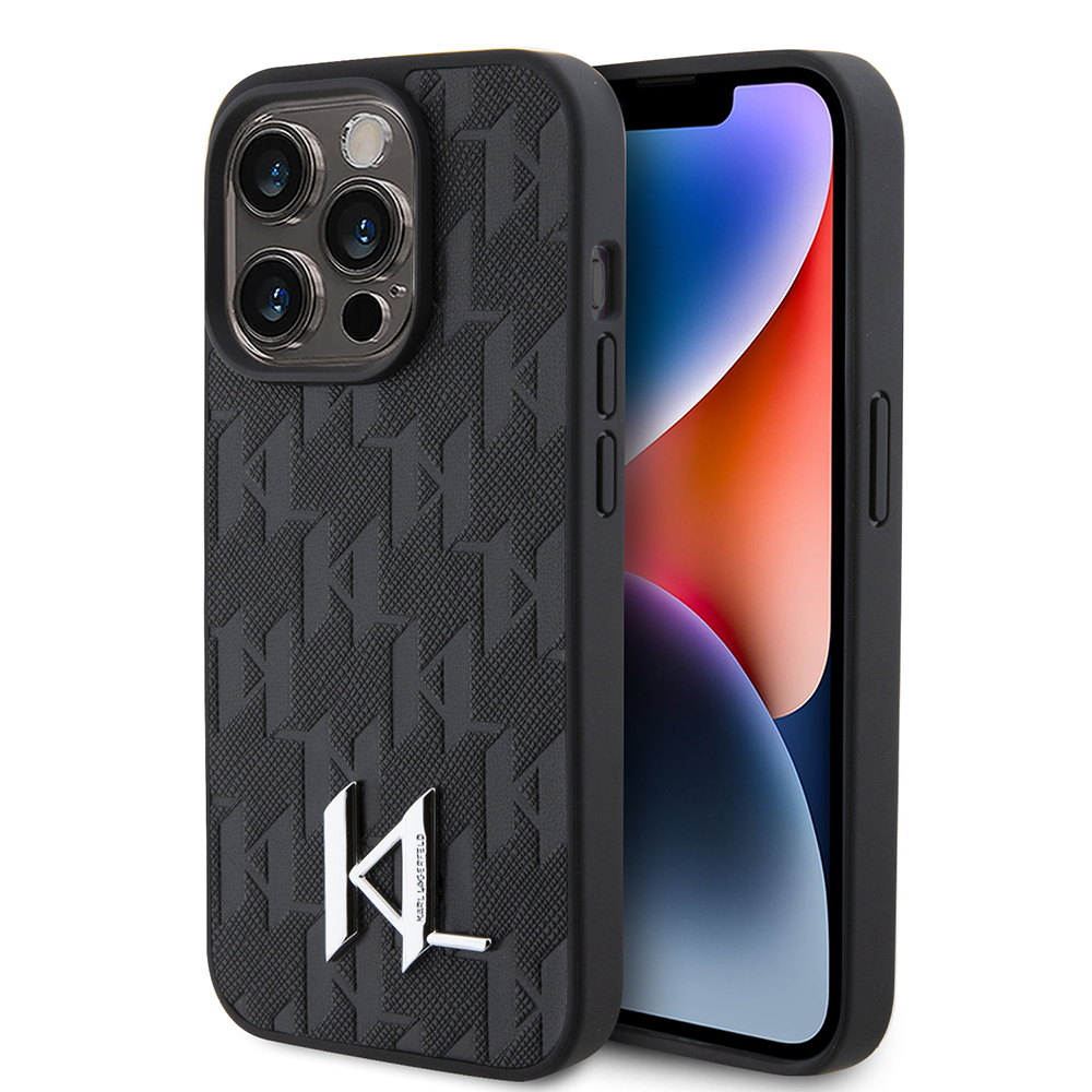 Husa iPhone 15 Pro Max - Karl Lagerfeld Hardcase Leather Monogram - Hot Stamp Metal Logo [3]