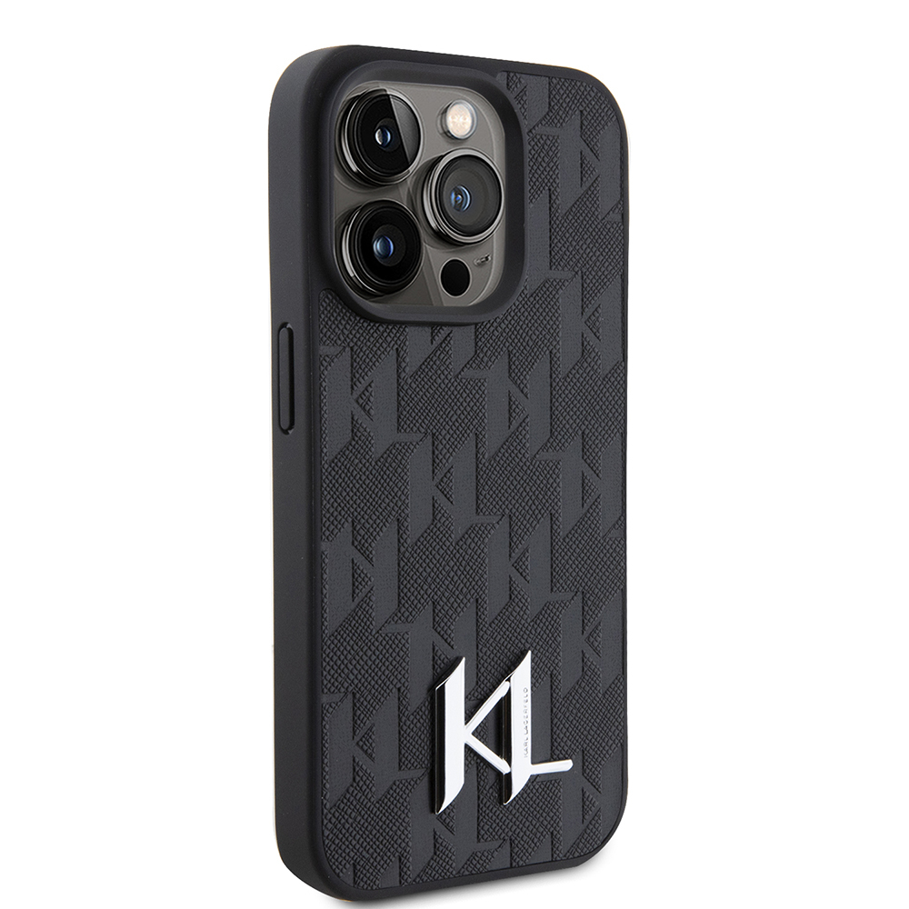 Husa iPhone 15 Pro Max - Karl Lagerfeld Hardcase Leather Monogram - Hot Stamp Metal Logo [2]