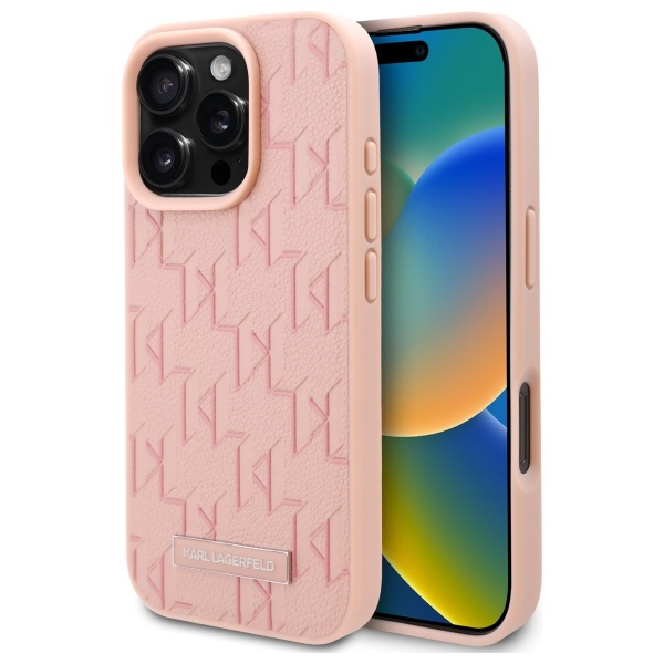 Husa iPhone 16 Pro Max - Karl Lagerfeld Leather MagSafe  - Pink Hot Stamp [1]