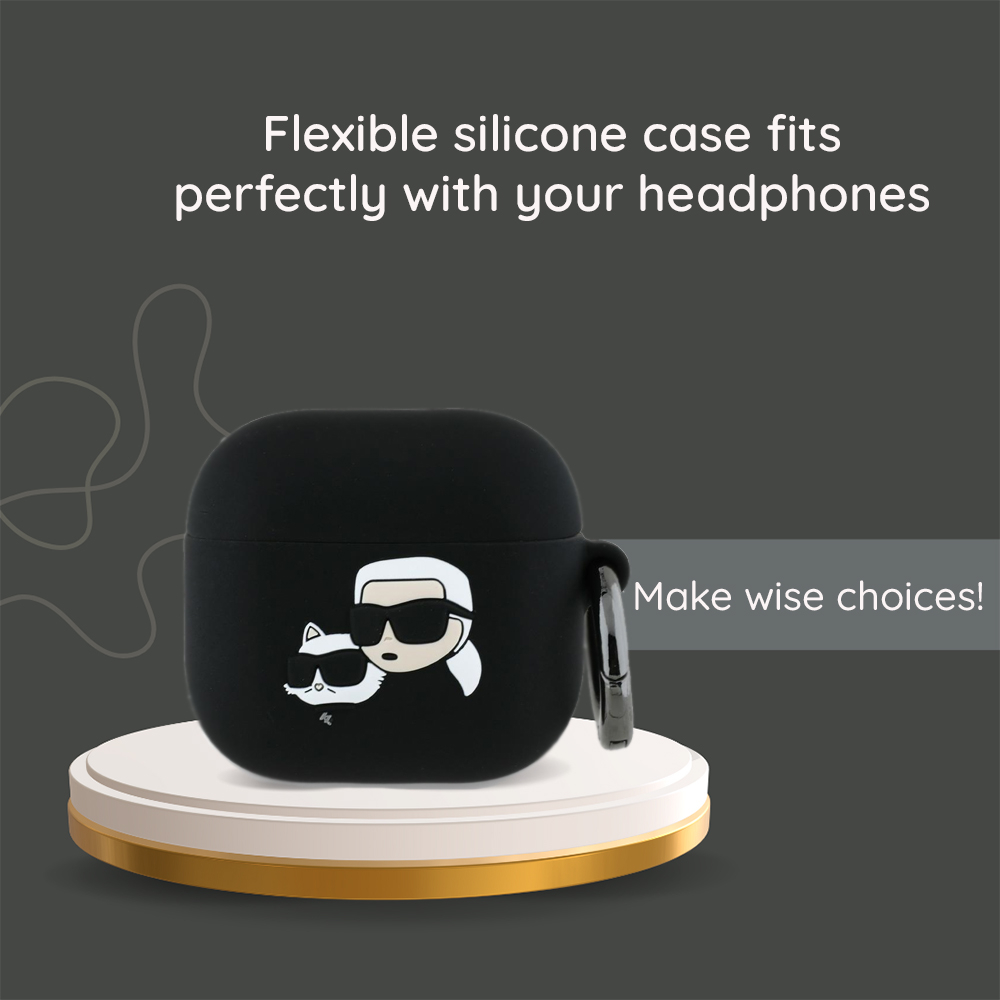 Husa pentru Apple AirPods 4 - Karl Lagerfeld Silicone Karl Head 3D (KLA4RUNIKK) - Black [4]