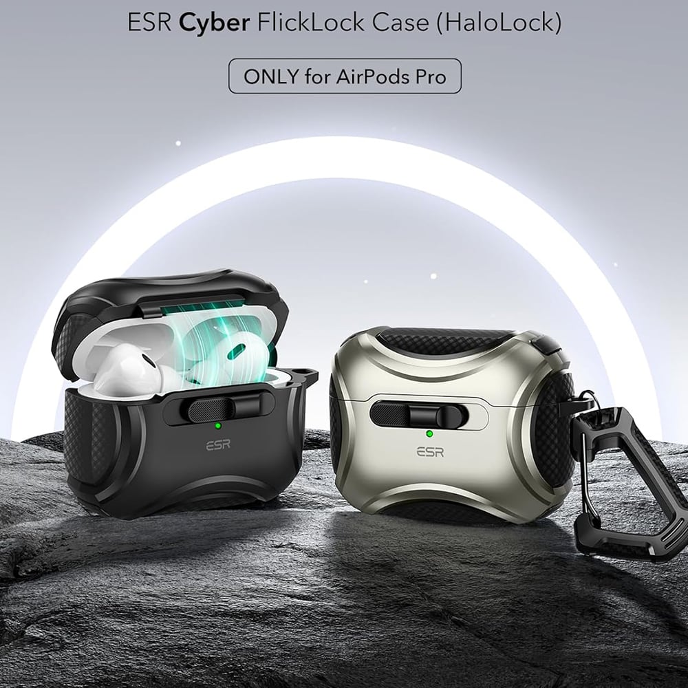 Husa pentru Apple AirPods Pro 1 / 2 - ESR Cyber Magnetic Lock HaloLock - Black [6]