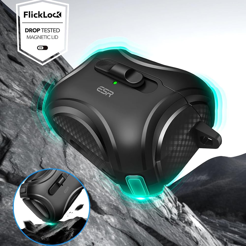 Husa pentru Apple AirPods Pro 1 / 2 - ESR Cyber Magnetic Lock HaloLock - Black [2]