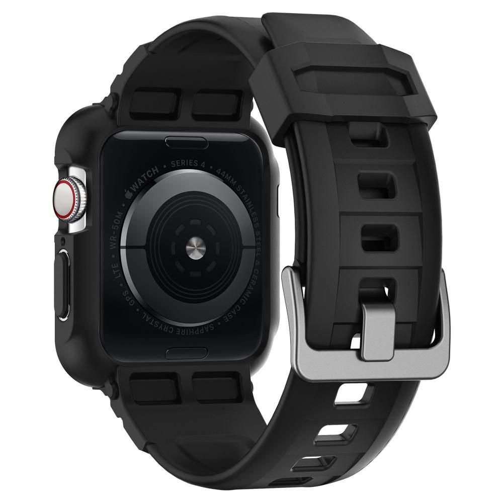 Husa pentru Apple Watch 4/5/6/7/8/9/SE/SE 2 (44/45mm) + Curea - Spigen Rugged Armor Pro - Black [2]