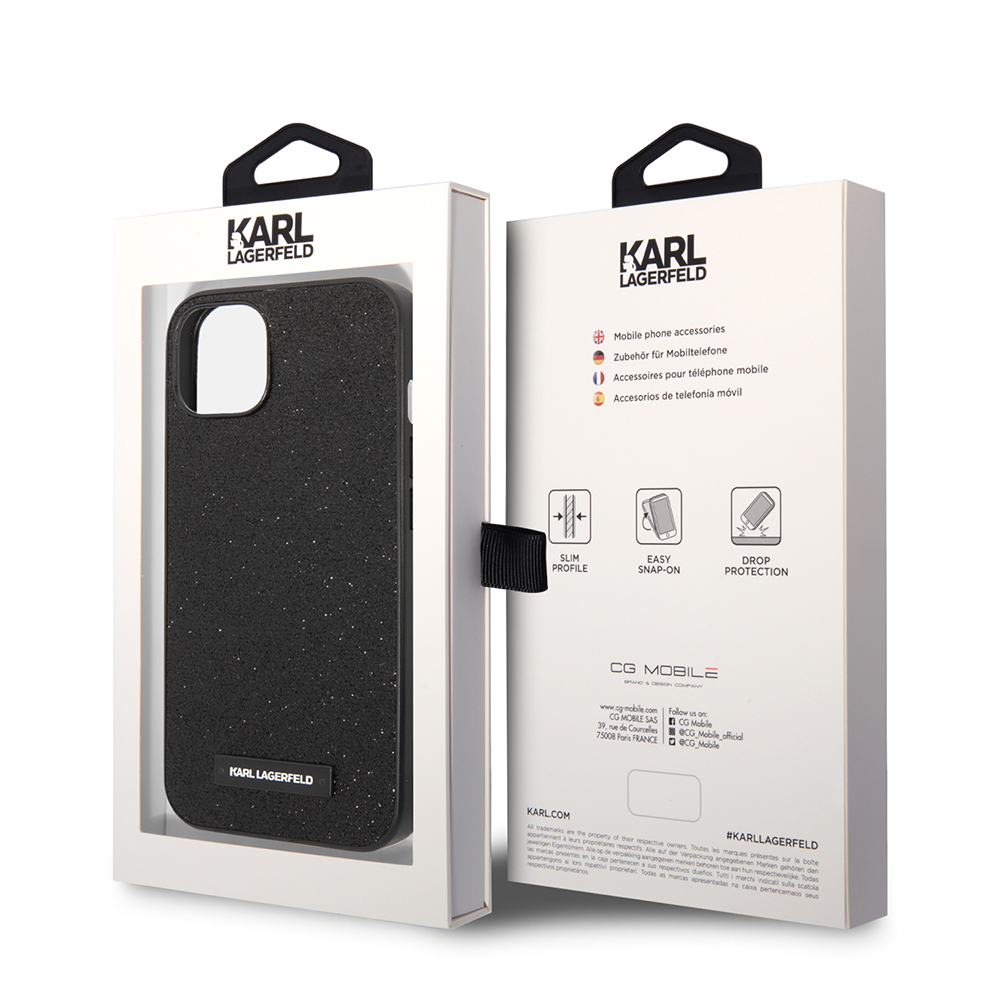 Husa pentru iPhone 14 Plus - Karl Lagerfeld Hardcase Glitter  - Plaque Logo [8]