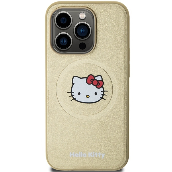 Husa pentru iPhone 14 Pro Max - Hello Kitty Hardcase Leather Kitty Head MagSafe  - Gold [6]