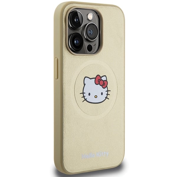 Husa pentru iPhone 14 Pro Max - Hello Kitty Hardcase Leather Kitty Head MagSafe  - Gold [2]