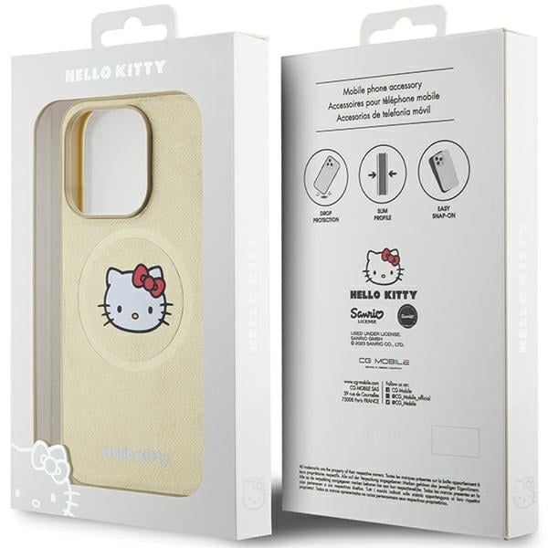 Husa pentru iPhone 14 Pro Max - Hello Kitty Hardcase Leather Kitty Head MagSafe  - Gold [7]