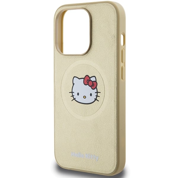 Husa pentru iPhone 14 Pro Max - Hello Kitty Hardcase Leather Kitty Head MagSafe  - Gold [3]