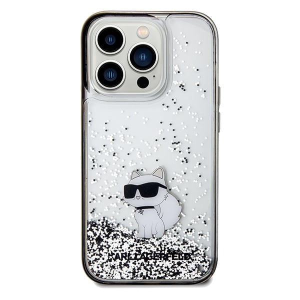 Husa pentru iPhone 14 Pro Max - Karl Lagerfeld Hardcase Liquid Glitter  - Transparent Choupette [3]