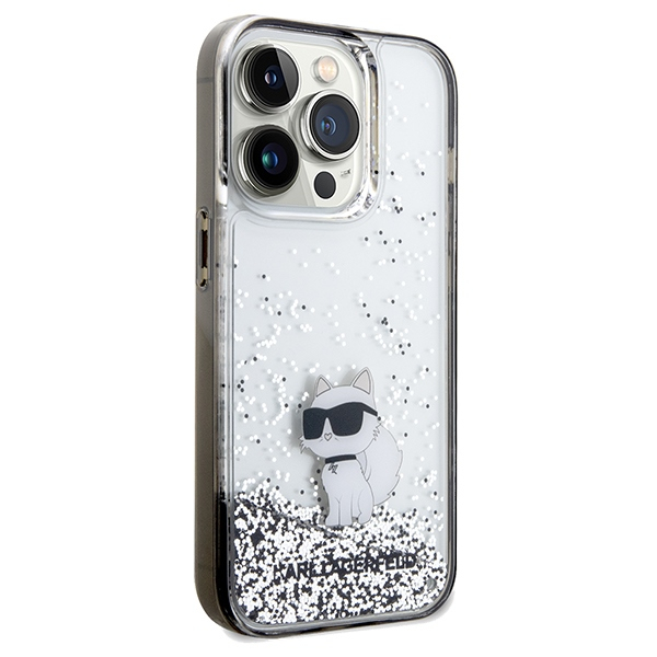 Husa pentru iPhone 14 Pro Max - Karl Lagerfeld Hardcase Liquid Glitter  - Transparent Choupette [7]