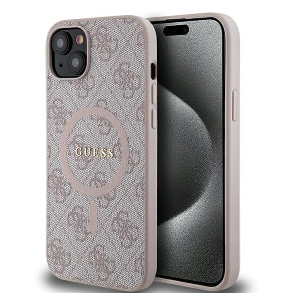 Husa pentru iPhone 15 - Guess 4G Collection Leather MagSafe  - Pink [1]