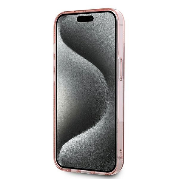 Husa pentru iPhone 15 - Karl Lagerfeld IML Luxury  - Pink Choupette Head&Monogram [6]