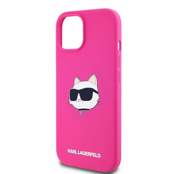 Husa pentru iPhone 15 Plus - Karl Lagerfeld Silicone MagSafe  - Fuschia Choupette Head [4]