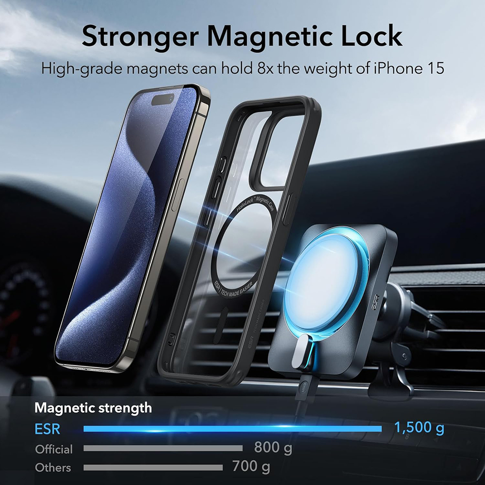Husa pentru iPhone 15 Pro - ESR Classic Hybrid HaloLock - Clear Black [3]