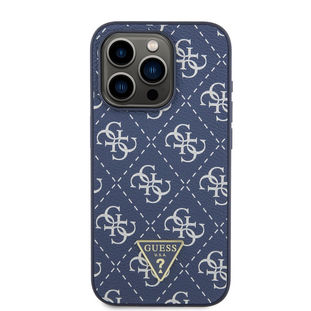 Husa pentru iPhone 15 Pro - Guess Hardcase 4G Triangle Metal Logo  - Blue [3]
