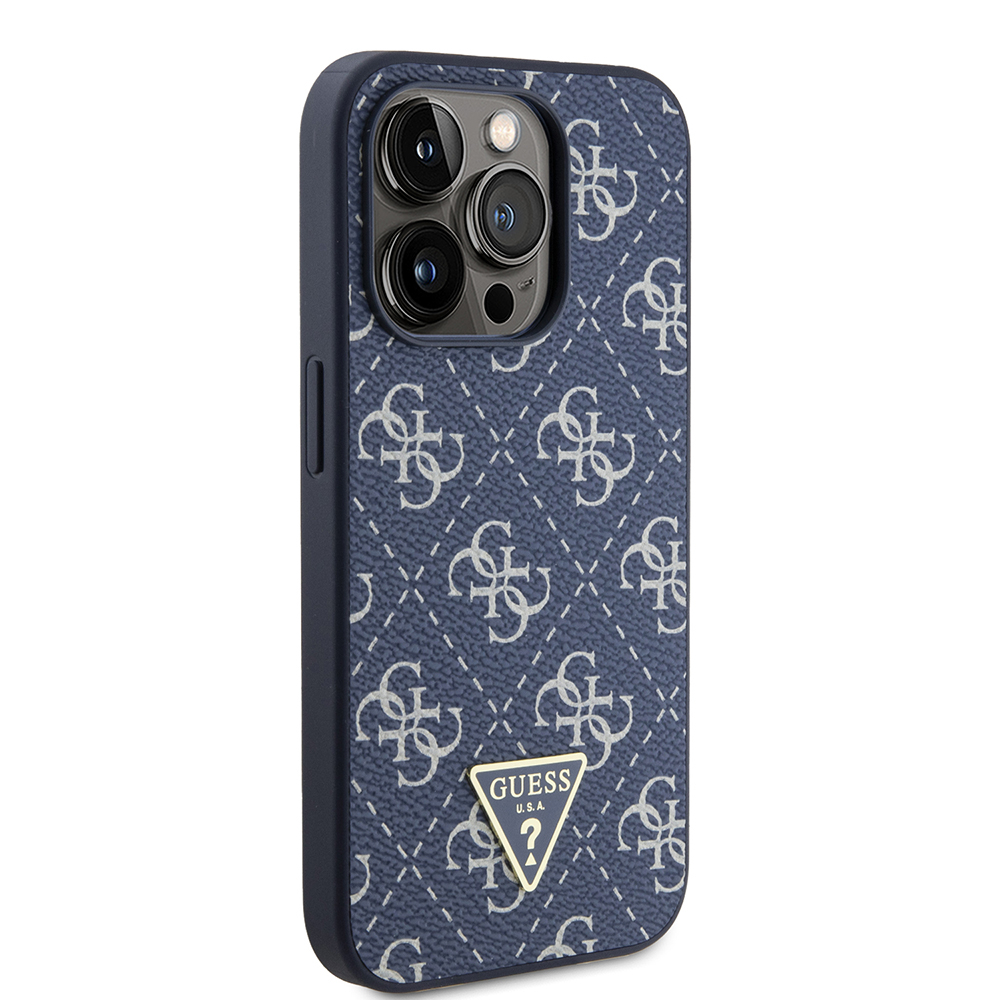 Husa pentru iPhone 15 Pro - Guess Hardcase 4G Triangle Metal Logo  - Blue [4]