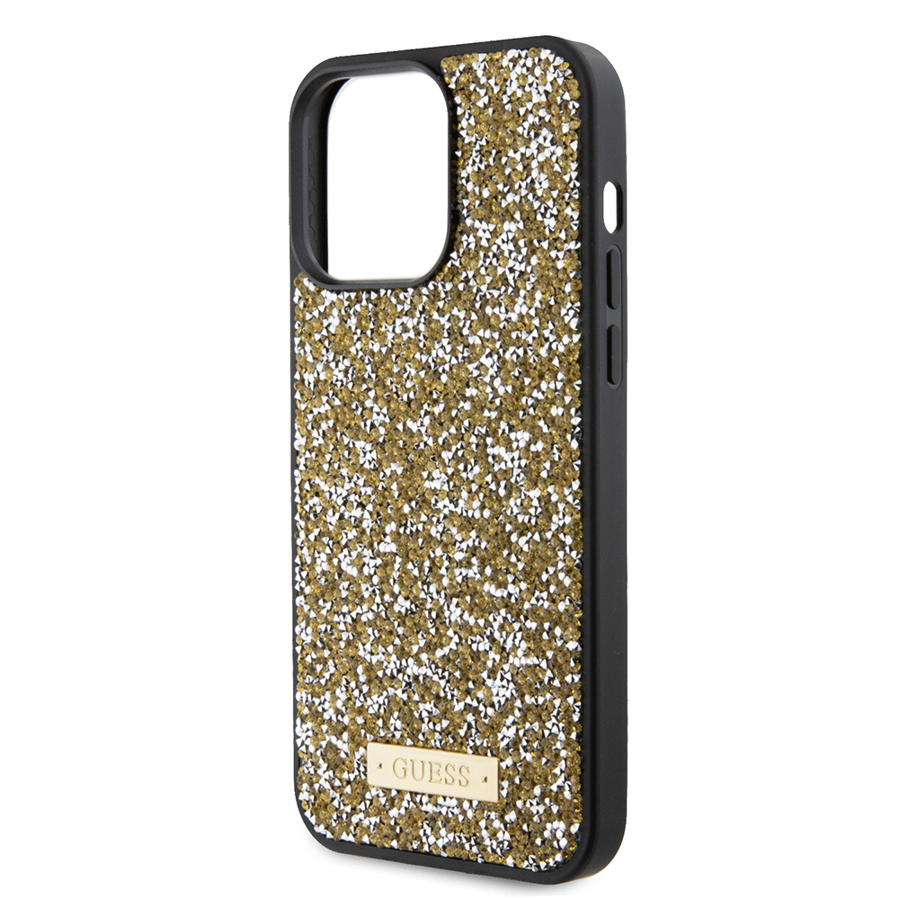 Husa pentru iPhone 15 Pro - Guess Rhinestone Metal Logo - Gold [4]