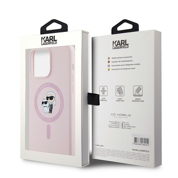 Husa pentru iPhone 15 Pro - Karl Lagerfeld Silicone MagSafe  - Pink Karl&Choupette [7]