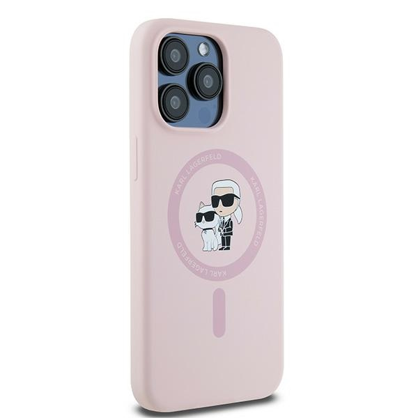 Husa pentru iPhone 15 Pro - Karl Lagerfeld Silicone MagSafe  - Pink Karl&Choupette [5]
