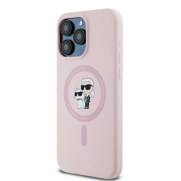 Husa pentru iPhone 15 Pro - Karl Lagerfeld Silicone MagSafe  - Pink Karl&Choupette [6]