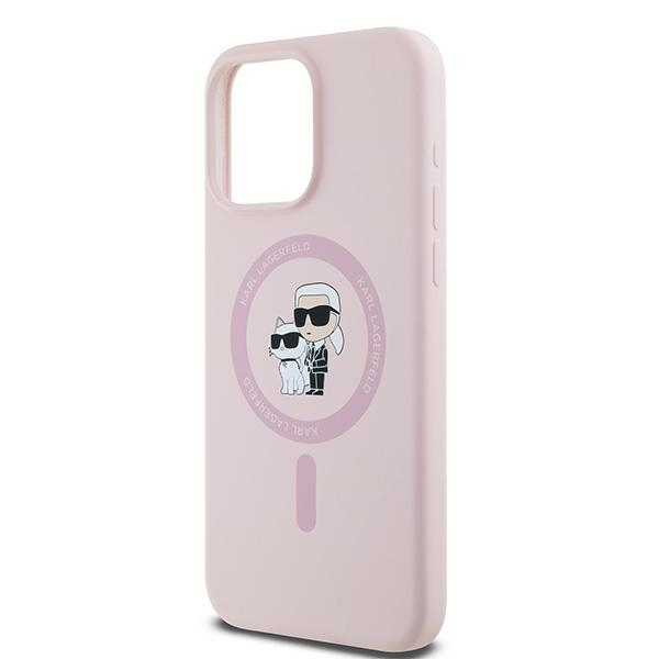 Husa pentru iPhone 15 Pro - Karl Lagerfeld Silicone MagSafe  - Pink Karl&Choupette [4]