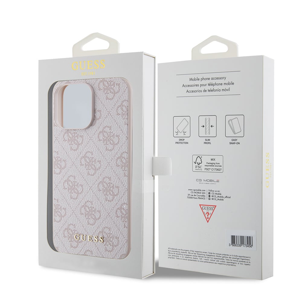 Husa pentru iPhone 15 Pro Max - Guess Hardcase 4G Metal Gold Logo  - Pink [7]