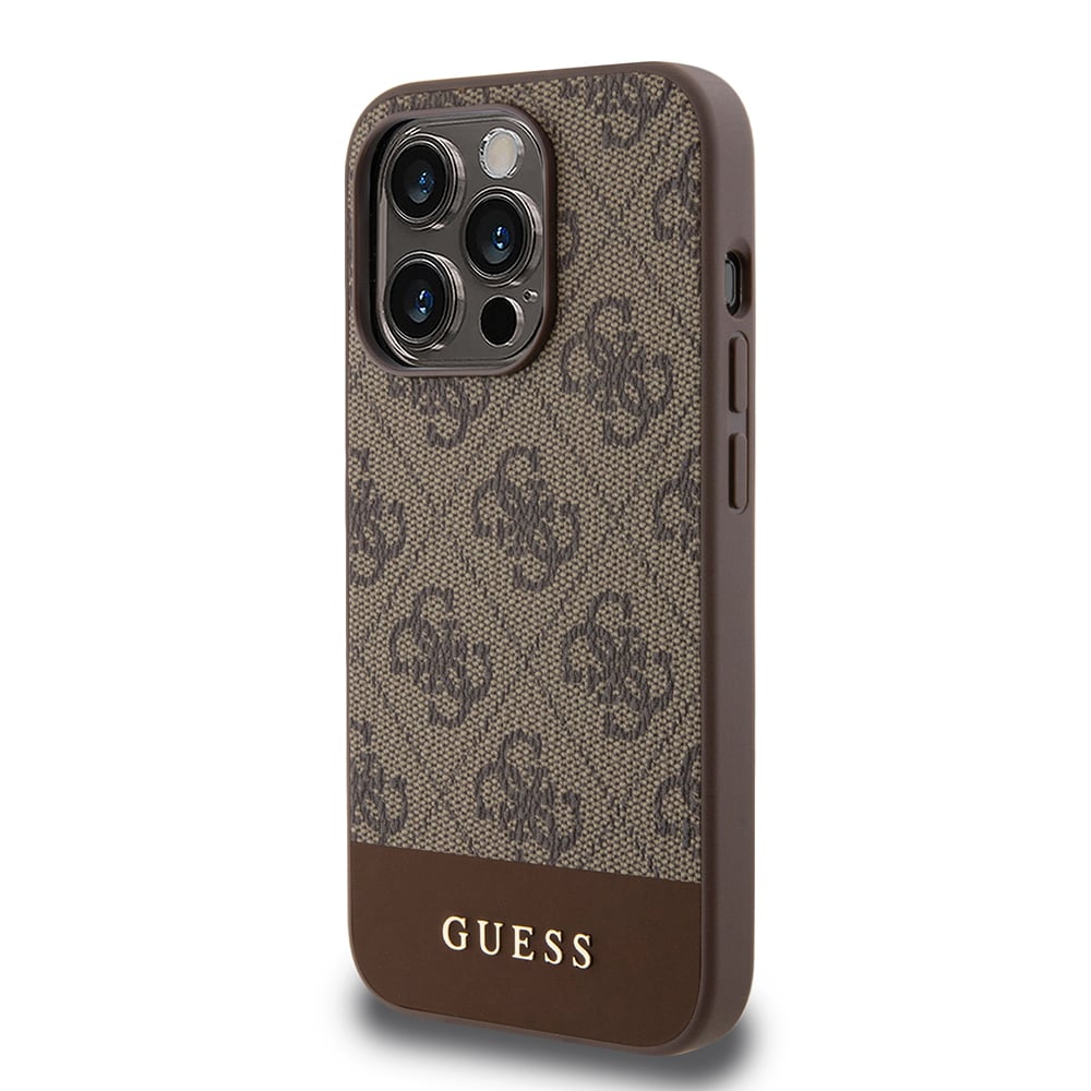 Husa pentru iPhone 15 Pro Max - Guess Hardcase 4G Stripe Collection  - Brown [4]