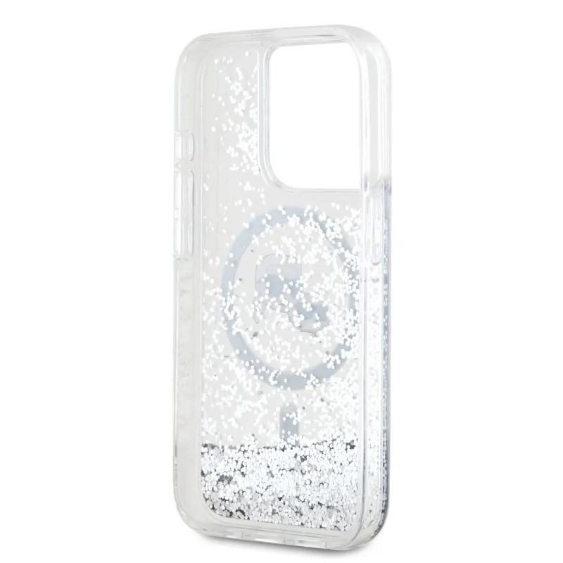 Husa pentru iPhone 15 Pro Max - Karl Lagerfeld Liquid Glitter MagSafe  - Transparent Karl&Choupette Head [5]