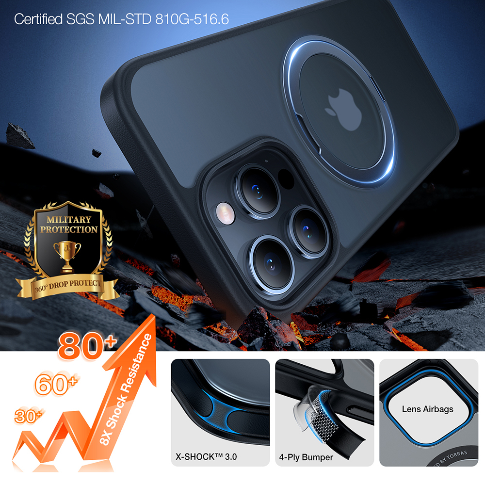 Husa pentru iPhone 15 Pro - Torras Ostand Pro Series - Black [2]
