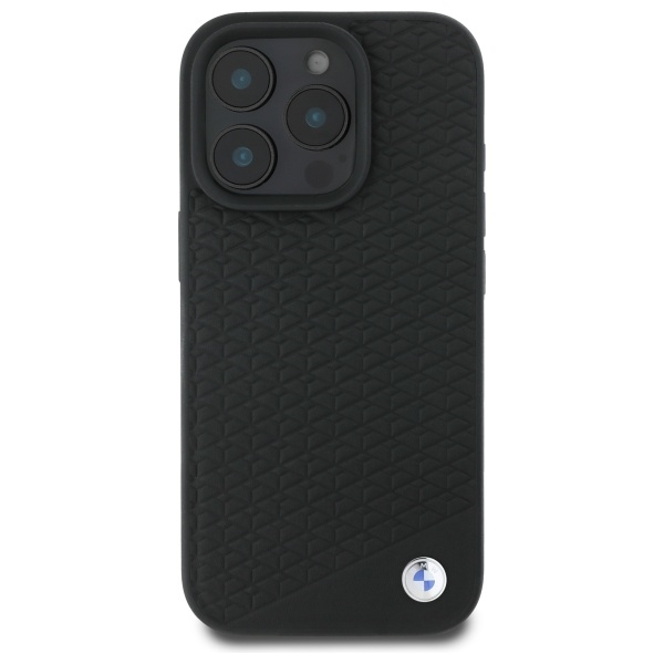 Husa pentru iPhone 16 Pro - BMW Signature Leather Diamond Metal Logo MagSafe  - Black [3]