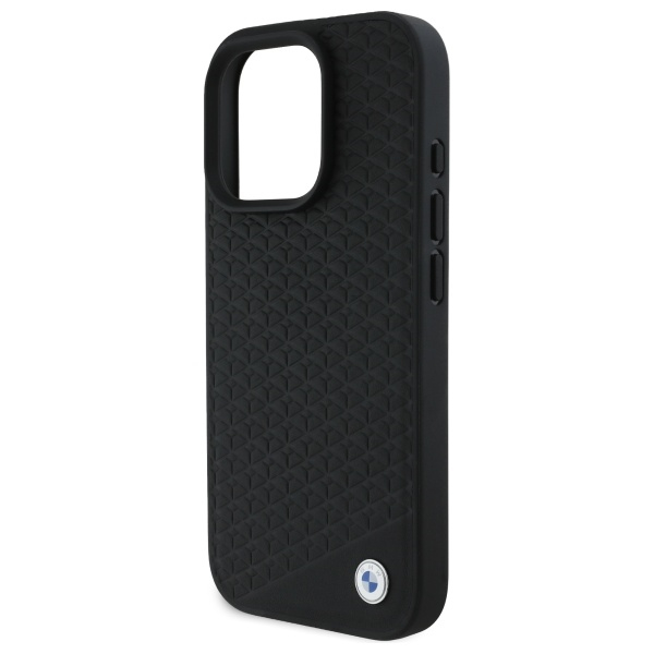Husa pentru iPhone 16 Pro - BMW Signature Leather Diamond Metal Logo MagSafe  - Black [2]